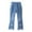 Blue, variant on Hinvhai Kids Girls Jeans Clearance Casual Solid Color Ruffle Bell-Bottoms Denim Pants Mid Waist Flared Trousers Pink 3-4Years