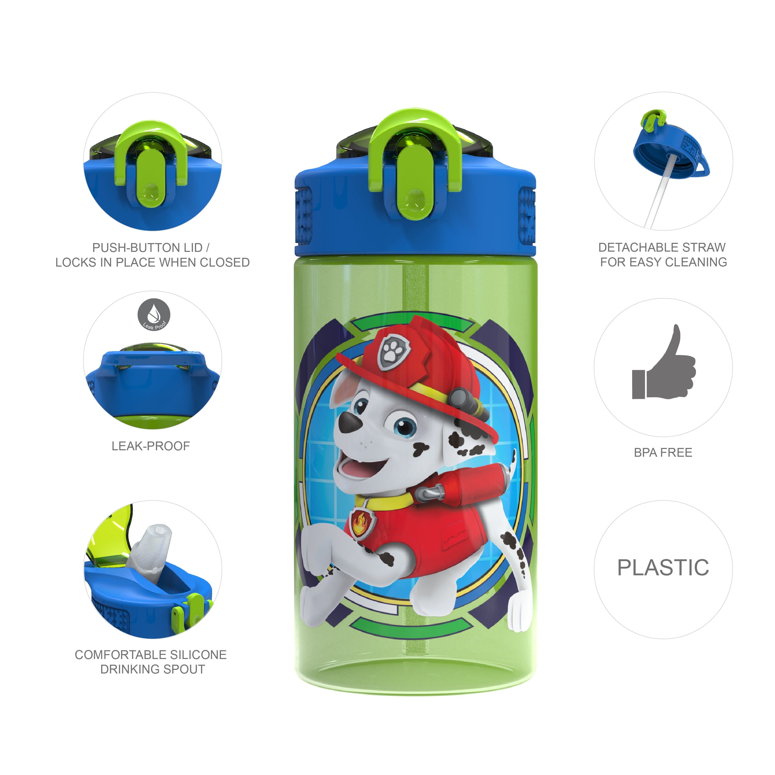 Foto roman Afdaling Zak Designs Good to Go! 16 oz Green and Blue Plastic Water Bottle with  Straw and Flip-Top Lid - Walmart.com