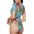 thumbnail image 3 of Gaeub Tropical Jungle Flamingo Women'S Short Sleeve One Piece Swimsuit Sexy High-Waisted Bodysuit For Swimming, Beach, Sports - Large, 3 of 9