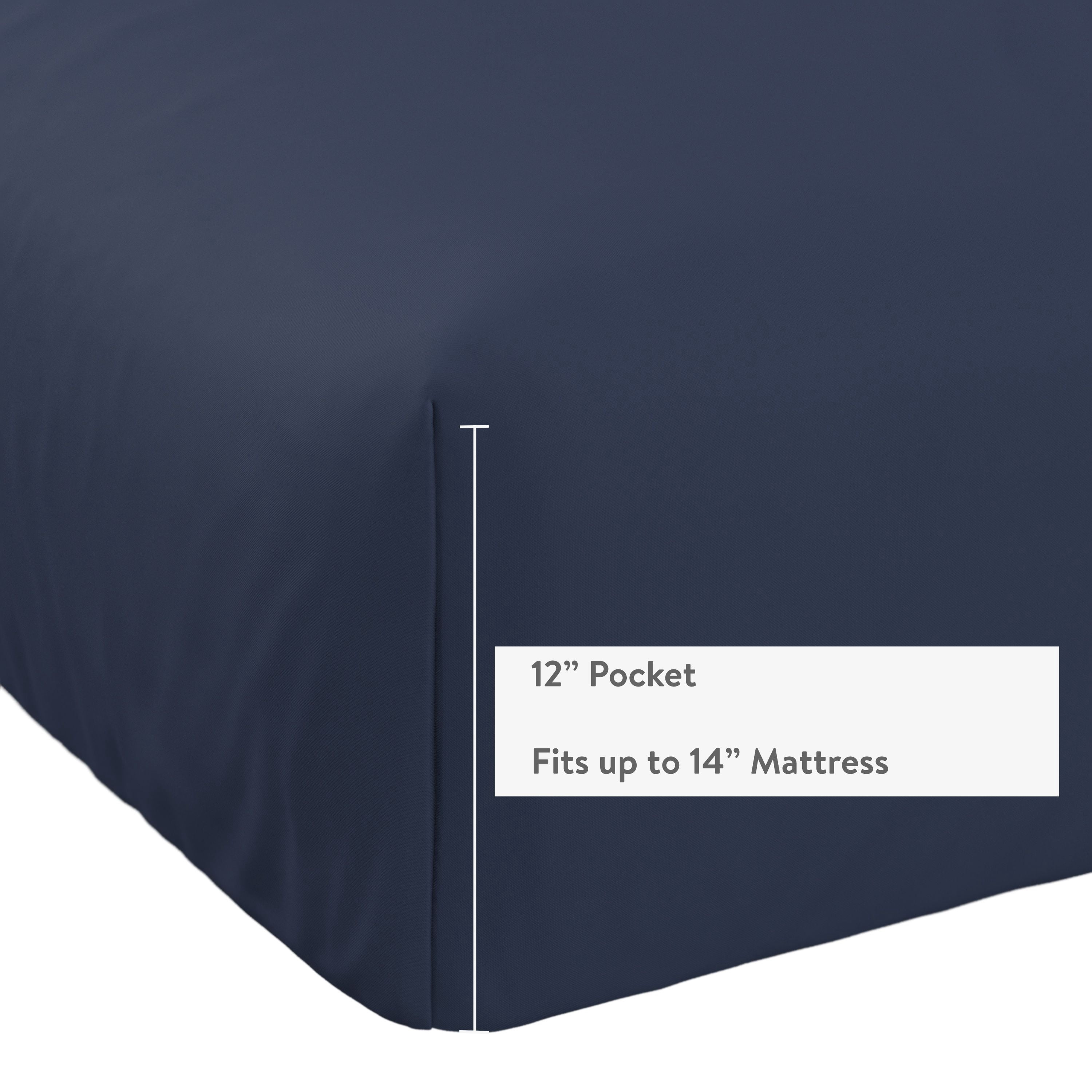 Mainstays Kids Microfiber Bed Sheet Set, Full, Dark Blue, 4 Pieces