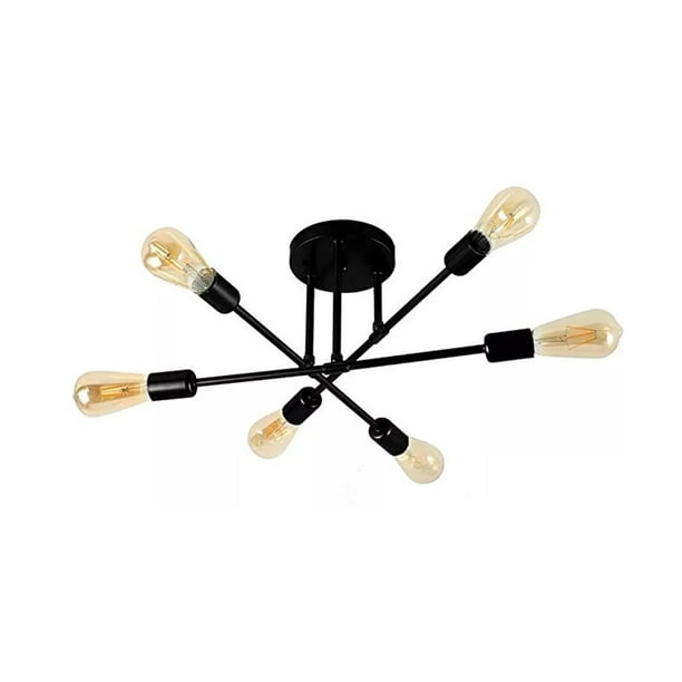 Lámpara De Techo Moderna De 6 Luces Para Dormitorio, Negro Malubero Lampara De Techo
