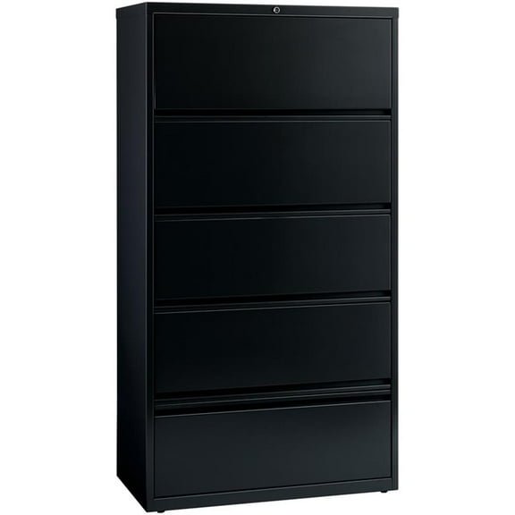 Scranton & Co 36" 5-Drawer Contemporary Metal Lateral Filing Cabinet in Black