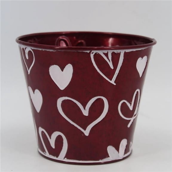 MDR Trading Inc. AI-GA3500-711_Q01 White Hearts On Red Metal Planter