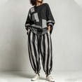thumbnail image 5 of PNTUTB Fashion Women's Color Block Two Piece Set Crew Neck Long Sleeve Top Harem Pants Loose Casual Comfort Trendy Outfit Sets, 5 of 7