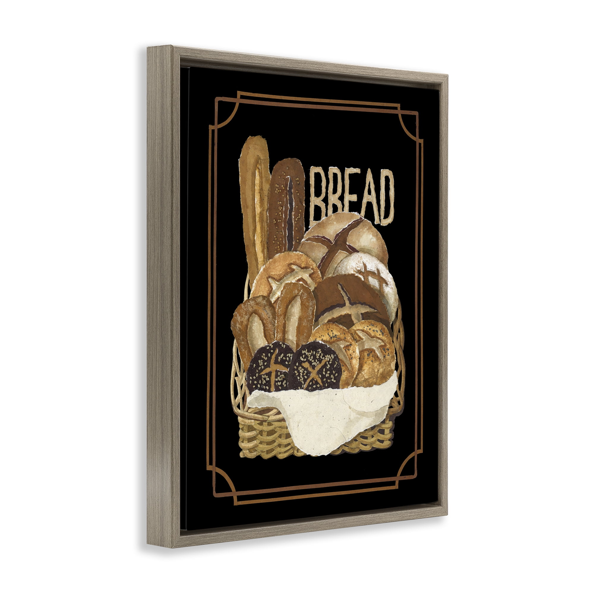 Stupell Industries Traditional Bread Basket Food & Beverage Painting Brown Floater Framed Art Print Wall Art, 25 x 31