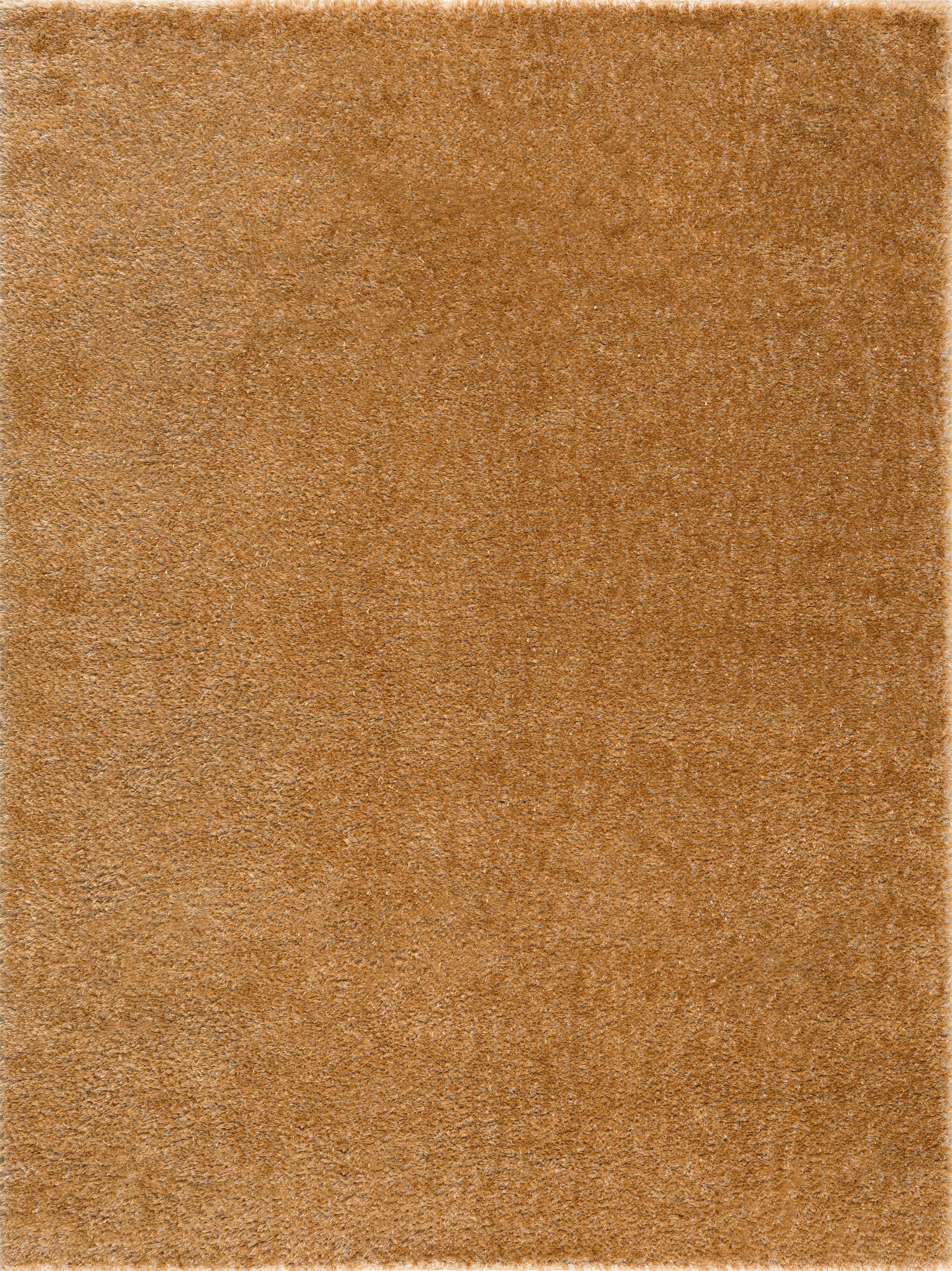 Hauteloom Heavenly Solid Shag Area Rug for Living Room Bedroom - High Pile Fluffy Carpet - Soft Shaggy Cozy Plush Rug - Gold, Mustard, Brown - 5'3" x 7'