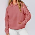 thumbnail image 4 of Womens Solid Color Fleece Hoodies Drawstring Sweatshirts with Pockets Winter Loose-Fit Long Sleeve Pullover, 4 of 6