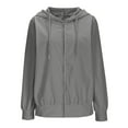 thumbnail image 5 of BiZtdJrK Women's Full Zip Hooded Sweatshirt Long Sleeve Oversized Drawstring Hoodies with Pockets Lightweight Solid Color Workout Loungewear Gray L, 5 of 7