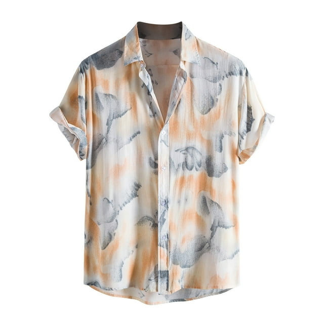 Chemises pour Hommes Manches Courtes Chemise Hawaïenne Manches Courtes Plage Patchwork Été Décontracté Bouton Col Rabattu Chemises en Lin Manches Courtes Chemises Décontractées Manches Courtes