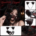thumbnail image 4 of Masquerade Set Black Red Lace Cat Ear Headband Half Face Eye Mask for Women Halloween Party Accessories, 4 of 5
