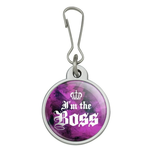 I'm The Boss with Crown Jacket Handbag Purse Luggage Backpack Zipper Pull Charm