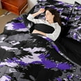 thumbnail image 4 of Manfei Graffiti Splash 7-Piece Bedding Comforter Set for Teens Female Men,Abstract Camouflage King Bedding Sets,Black Purple Grey Ultra Soft Bed Sheets,Ultra Soft Home Decor,Reversible, 4 of 8