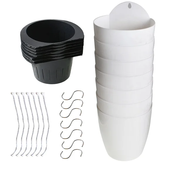PURELY- Lablt 7 Pcs Wall Hanging Plastic Plant Pots For Garden Balcony Decoration