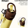 thumbnail image 5 of Sidagar 25 fl oz Stainless Steel Insulated Water Bottle with Handle, Leakproof Straw Lid, Yellow Checked, 5 of 11