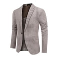 thumbnail image 3 of Cloudstyle Men's Slim Fit Vertical Stripe Notched Lapel Single-Breasted 1-Button Blazer,Spring/Summer Business Casual Jacket with Back Vent, 3 of 11