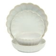 thumbnail image 5 of Gibson Elite Malibu Shore 16 Piece Scallop Stoneware Reactive Glaze (Service for 4) Ceramic Plates and Bowls Dinnerware Set - Shiny Cream White, 5 of 13