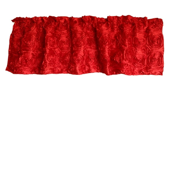 Rosette Floral Pop Up Flower Window Valance 54 Inch Wide Red