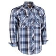 thumbnail image 1 of Camisa COEVALS CLUB para hombre, manga larga, estilo western a cuadros, con botones a presión, 1 of 7