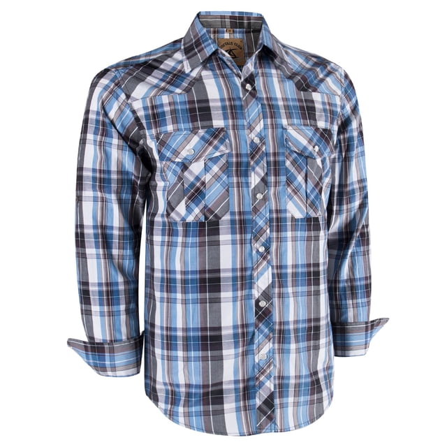 Camisa COEVALS CLUB para hombre, manga larga, estilo western a cuadros, con botones a presión