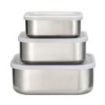 thumbnail image 1 of Tramontina 3-Piece Stainless Steel Square Container Set with Frosted Lid, Dishwasher Safe, 1 of 5