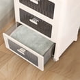 thumbnail image 4 of 3‑Tier White Plastic Nightstand with Transparent Drawers, Rolling Storage Cabinet on Wheels, 24.4″ Tall Bedside Organizer for Bedroom, Dorm – Clear Front Drawers & Lockable Casters, 4 of 6