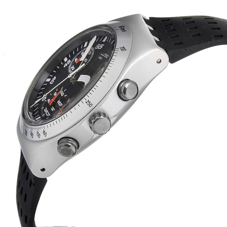 Swatch YCS4024 Men s Wildly Black Dial Black Rubber Strap Chronograph Watch