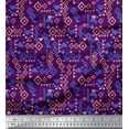thumbnail image 1 of Soimoi Purple Poly Georgette Fabric Diamond Geometric Fabric Prints By Yard 52 Inch Wide, 1 of 5