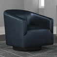 thumbnail image 2 of Comfort Pointe Gaven Midnight Blue Faux Leather Wood Base Swivel Accent Chair, 2 of 7