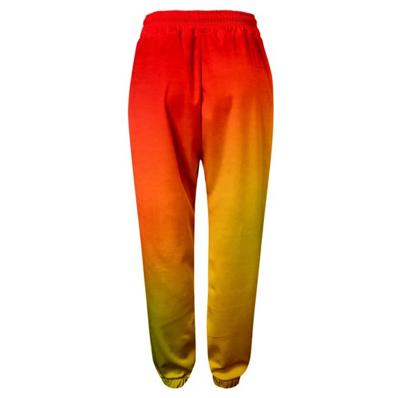 CAICJ98 Women'S Pants Women's Casual Skinny Sweatpants Drawstring Waist Pants with Pocket Orange,XXL