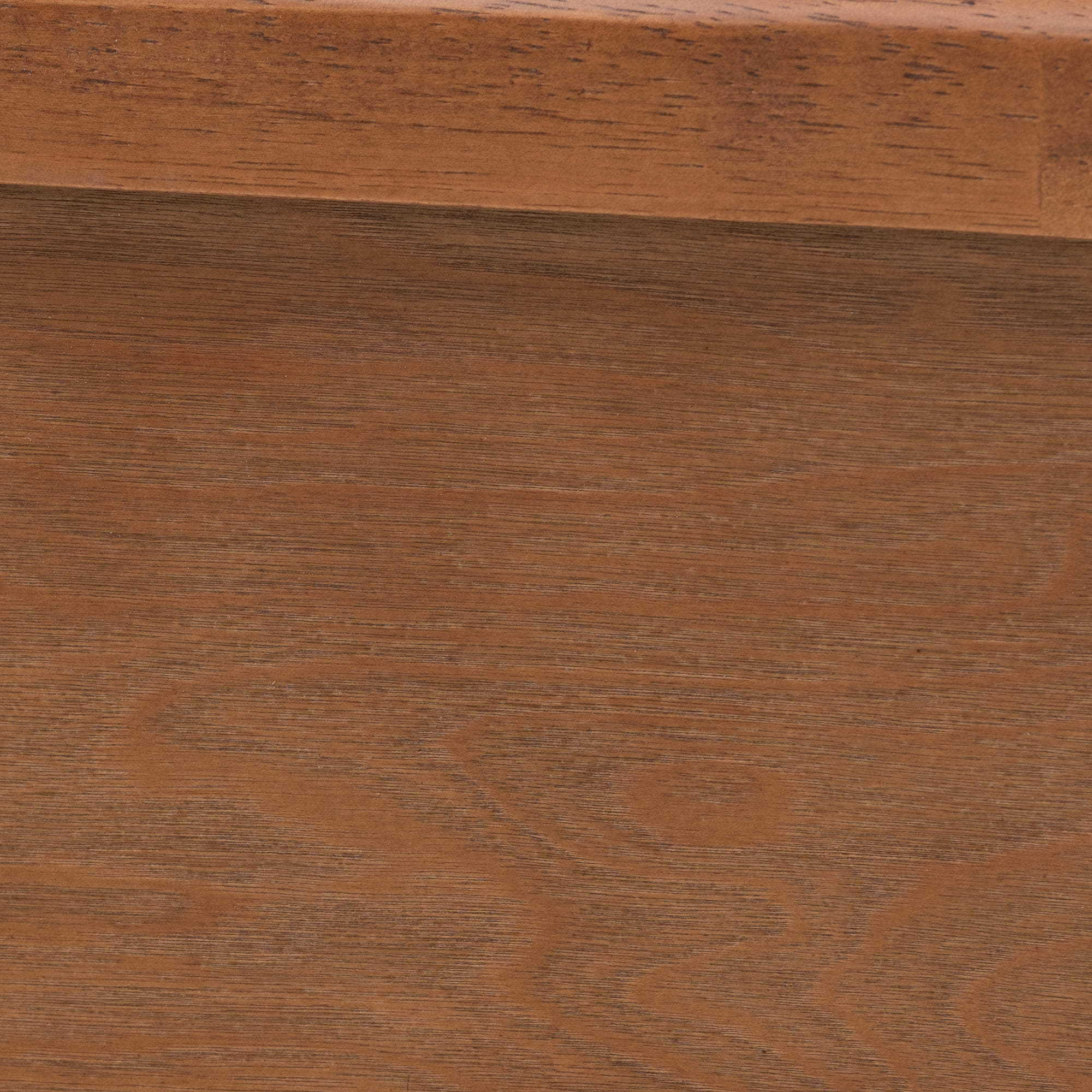 Baxton Studio Eridian Mid-Century Modern Walnut Brown Finished Wood and Natural Rattan Queen Size Platform Bed