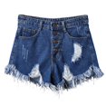 thumbnail image 2 of Vhkiploz Plus Size Summer Cut-Off Shorts for Women's Button-Up Short Ripped Jeans Solid Everyday Beach Board Shorts with Side Pockets, S-4XL, 2 of 8