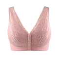 thumbnail image 2 of Women's Lace Front Fastening Bra Ladies Wirefree Padded Comfort Stretch Bra  Pink46BC, 2 of 6