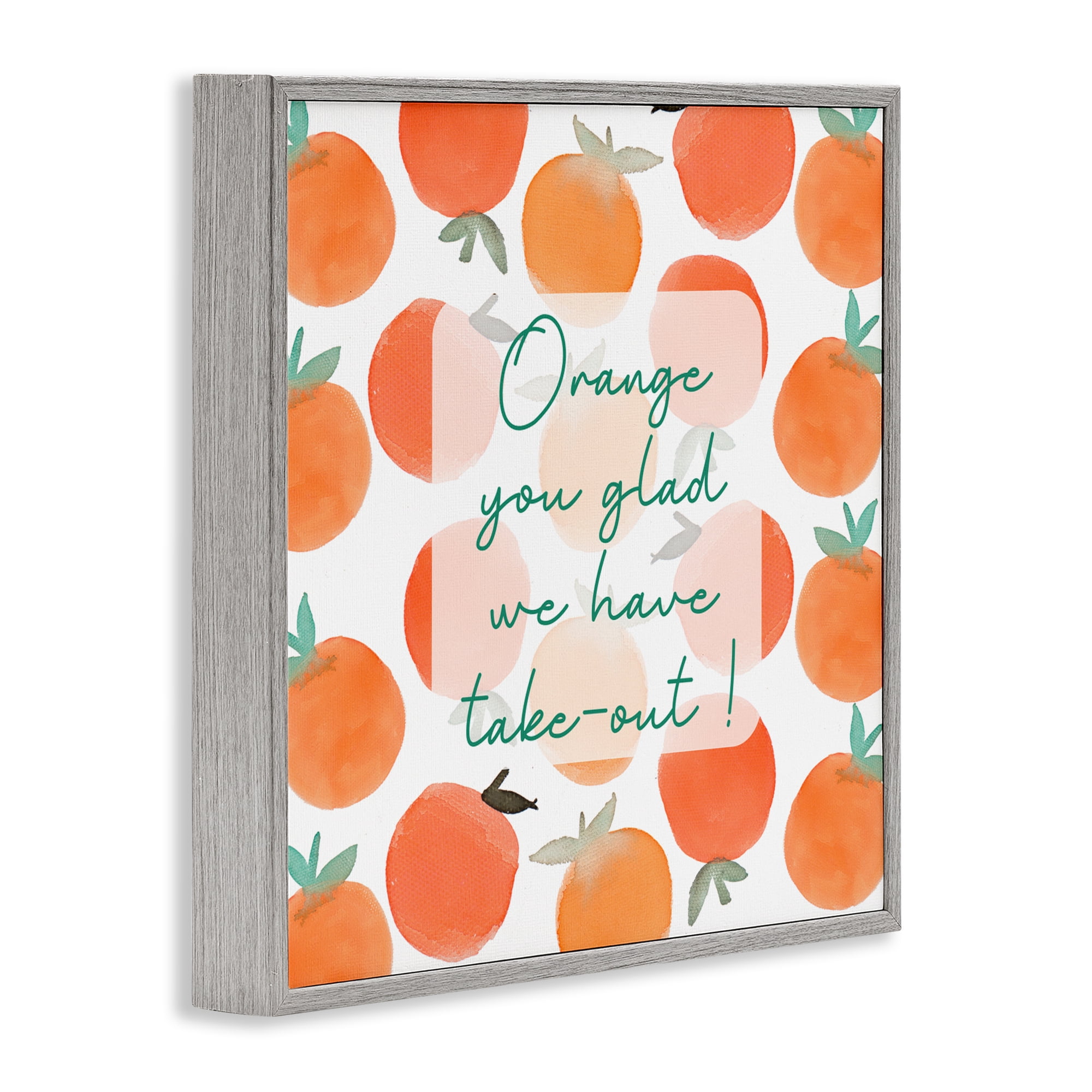 Stupell Industries Orange You Glad Gray Framed Giclee Art, design by Emily Navas