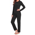 thumbnail image 4 of MOSHU Womens Pajama Sets Two Piece Thermal Underwear for Women Crew Neck Long Sleeve Tops and Leggings Lounge Sets, 4 of 12