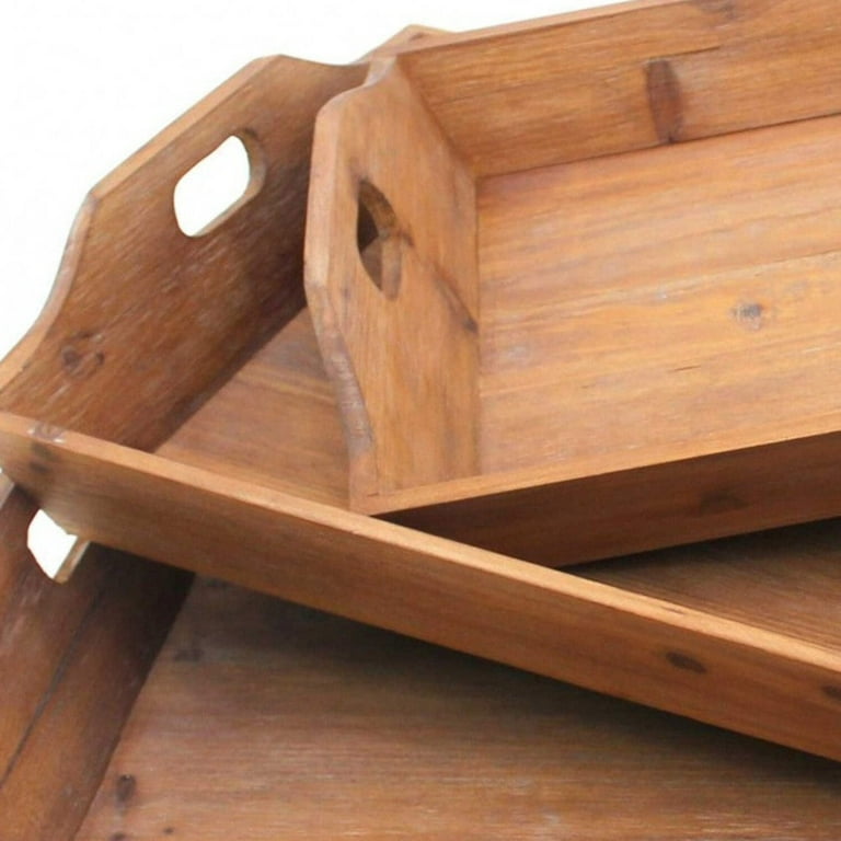 16.5 X 24.25 X 3.75 Brown Country Cottage Wooden - Serving Tray 3Pcs 16.5 X 24.25 X 3.75 Brown Country Cottage Wooden - Serving Tray 3Pcs