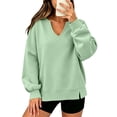thumbnail image 3 of Horkkom Sweatshirt for Women V Neck Long Sleeve Pullover Sweatshirts Soft Comfy Oversized Sweatshirt, S-2XL, 3 of 7