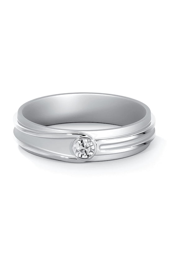 Bezel Set 14K White Gold Plated Engagement Ring - 1.6 Ct Round Cut Lab Created Diamond Band for Her - Single Stone Diamond Anniversary Ring - Bridal Gift