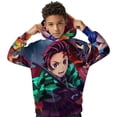 thumbnail image 2 of Demon Slayer Kids Hoodie Cozy Hooded Sweatshirt Long Sleeve Sweater Tops Pullover Hoodies Boys Girls 6-8Y, 2 of 8