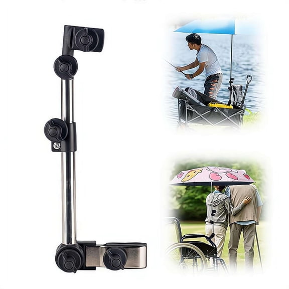 Universal Adjustable Umbrella Holder for Chair, Clamp Mount for Stroller, Beach Chair, Wheelchair, Golf Cart, Fits Round/Square Tubes Up to 1.57 Inch
