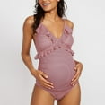 thumbnail image 2 of Robe de Maternité Bikini de Plage d'Été pour Femmes à Rayures Imprimées une-Pièce Maillot de Bain, 2 of 6