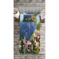 thumbnail image 3 of Ambesonne Rustic Quilted Bedspread Set 2 Pcs, Alps Village Small Town, Twin Size, Multicolor, 3 of 3
