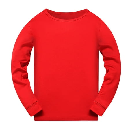 

Girls T Shirts Toddler Boys Long Sleeve Solid Prints Nightwear Girls Shirts