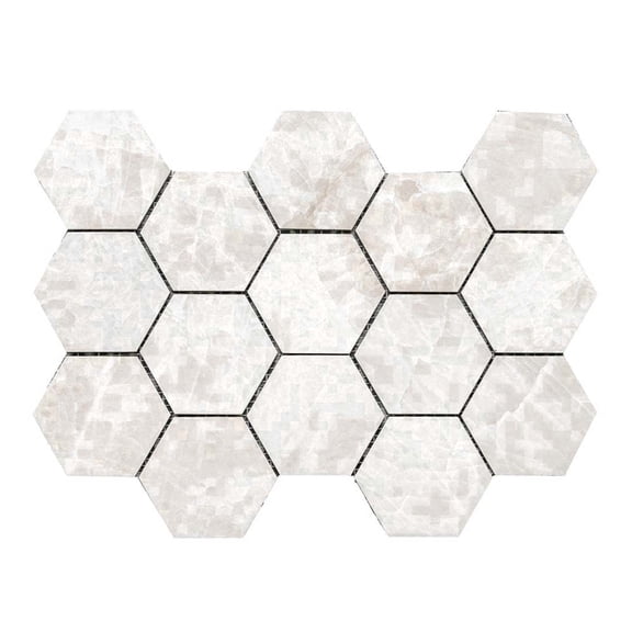 The Tile Life Galleria Taj Mahal 3 in x 3 in White Semi-Polished Porcelain Mosaic Tile 1 Sheet