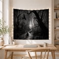 thumbnail image 5 of Misty Forest Path with Ravens Grayscale Moody Gothic for Nature Lovers, Dark Academia Wall Art Halloween Gift Tapestry Wall Hanging for Living Room, Bedroom and Dorm, 5 of 7