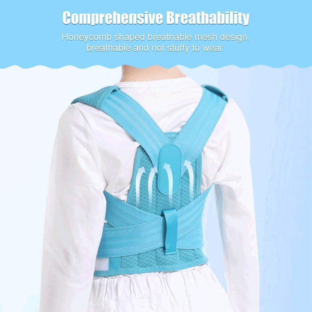 Children Back Posture Corrector Brace Adjustable Back Shoulder Neck Clavicle Support Spine And Lumbar Support Hunchback Correction Belt For Boys And Girls (Color : Blue, Size : L)