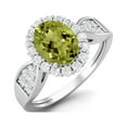 thumbnail image 2 of 8X6mm Oval Peridot 925 Sterling Silver Solitaire Accents Women Valentines Day Gifts Ring, 2 of 3