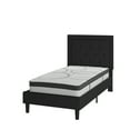 thumbnail image 2 of BizChair Roxbury Twin Size Tufted Upholstered Platform Bed in Black Fabric with 10 Inch CertiPUR-US Certified Pocket Spring Mattress, 2 of 12