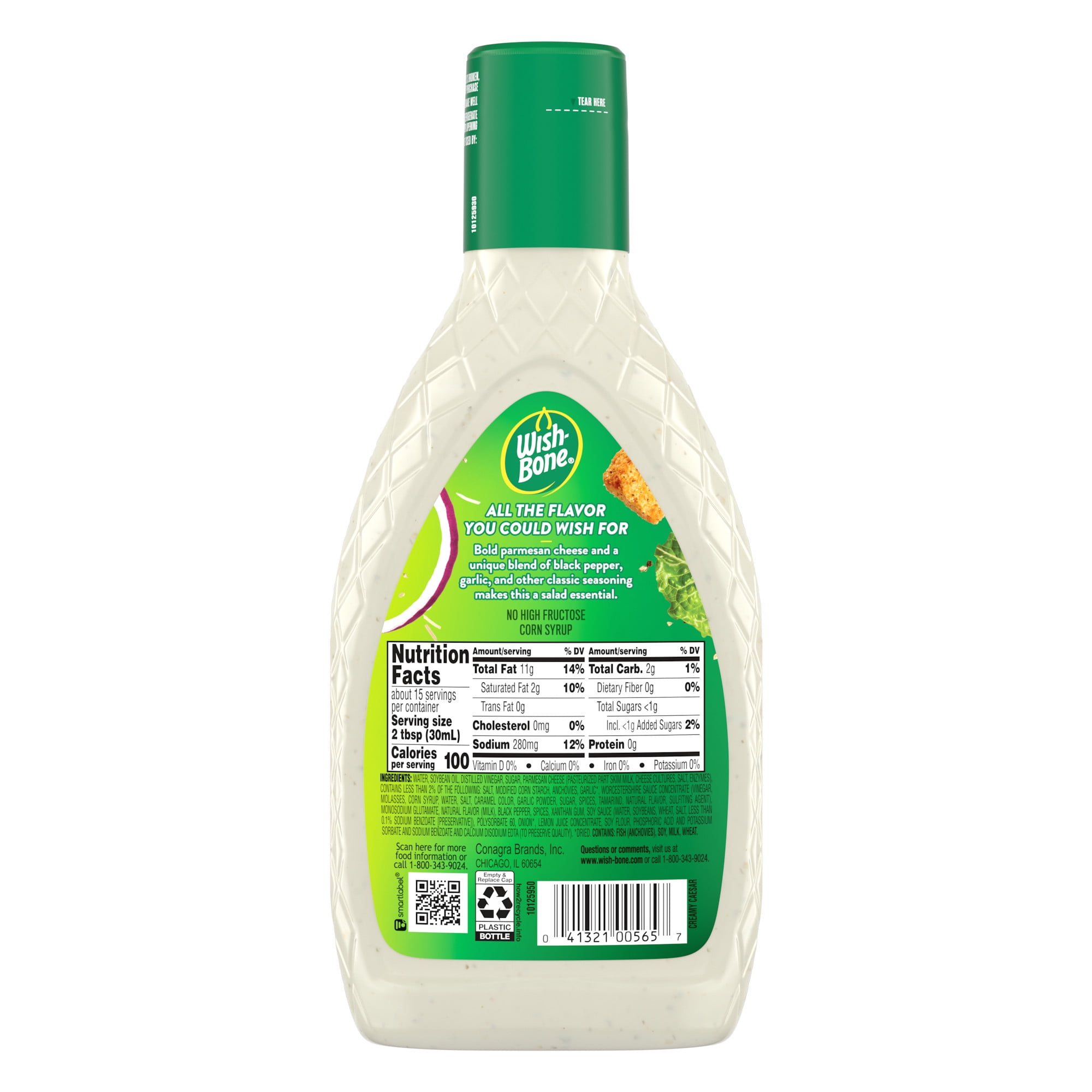 (6 pack) Wish-Bone Creamy Caesar Salad Dressing, 15 fl oz