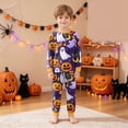 thumbnail image 5 of Cdudpw Toddler Girl Halloween Pajamas Sets Halloween Print Tops Pants Sleepwear Kids Girls Nightgown Outfits(A008-Green), 5 of 9