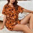 thumbnail image 4 of Pofeuu Retro Halloween Print Women's Pajama Set Short/Shorts Soft Button PJs Elastic Drawstring Waist Sleepwear-Small, 4 of 6